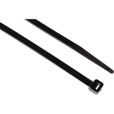 RS PRO Cable Tie, 203mm x 4.6 mm, Black Nylon, Pk-100