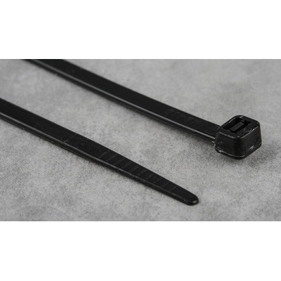 RS PRO Cable Tie, 368mm x 4.8 mm, Black Nylon, Pk-100