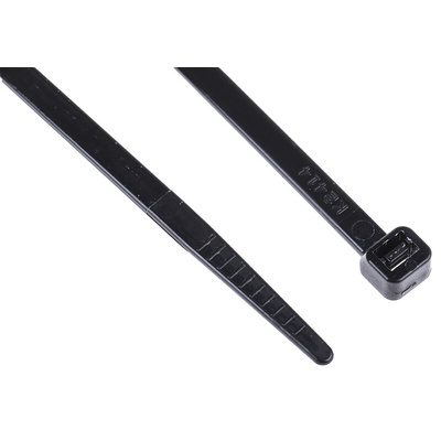RS PRO Cable Tie, 368mm x 4.8 mm, Black Nylon, Pk-100