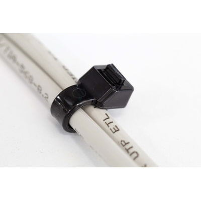 RS PRO Cable Tie, 380mm x 7.6 mm, Black Nylon, Pk-100
