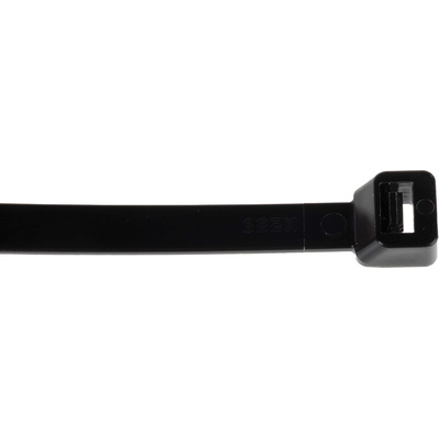 RS PRO Cable Tie, 380mm x 7.6 mm, Black Nylon, Pk-100