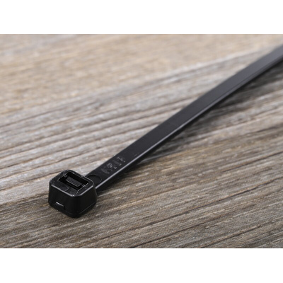 RS PRO Cable Tie, 190mm x 4.8 mm, Black Nylon, Pk-1000