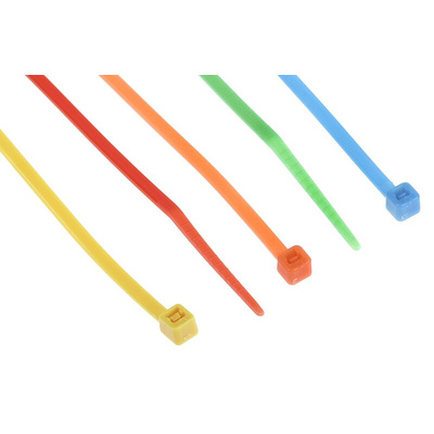 RS PRO Cable Tie, 100mm x 2.5 mm, Assorted Nylon, Pk-250