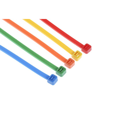 RS PRO Cable Tie, 203mm x 4.6 mm, Assorted Nylon, Pk-250