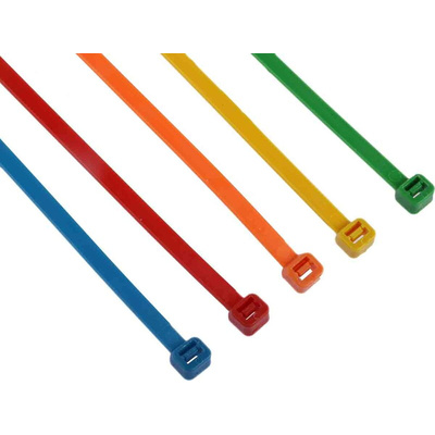 RS PRO Cable Tie, 300mm x 4.8 mm, Assorted Nylon, Pk-250