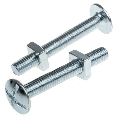 Bright Zinc Plated Steel Roofing Bolt, M8 x 60mm