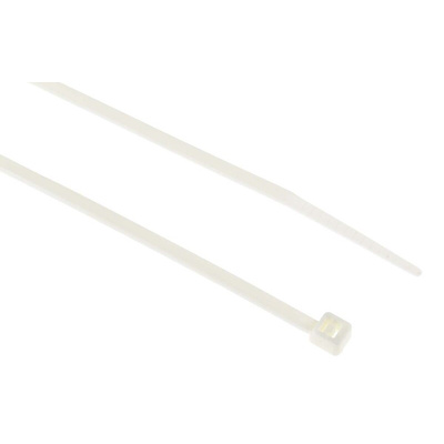 RS PRO Cable Tie, 100mm x 2.5 mm, White Nylon, Pk-100