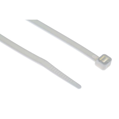 RS PRO Cable Tie, 190mm x 4.8 mm, White Nylon, Pk-100