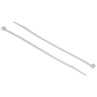 RS PRO Cable Tie, 190mm x 4.8 mm, White Nylon, Pk-100
