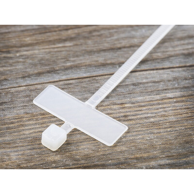 RS PRO Cable Tie, 100mm x 2.5 mm, White Nylon, Pk-100