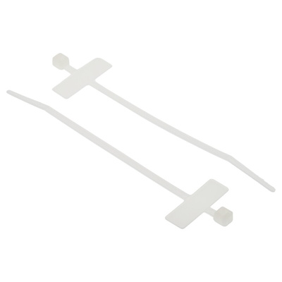 RS PRO Cable Tie, 100mm x 2.5 mm, White Nylon, Pk-100