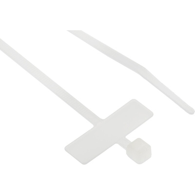 RS PRO Cable Tie, 100mm x 2.5 mm, White Nylon, Pk-100