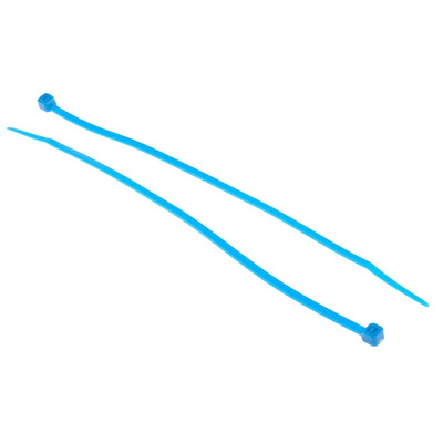 RS PRO Cable Tie, 200mm x 3.6 mm, Blue Nylon, Pk-100