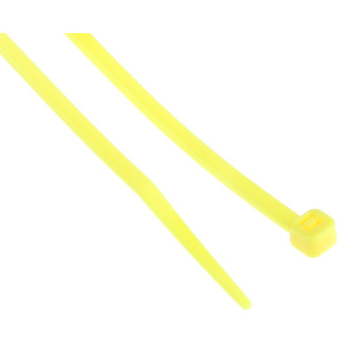 RS PRO Cable Tie, 203mm x 3.6 mm, Yellow Nylon, Pk-100