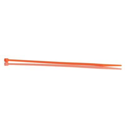 RS PRO Cable Tie, 203mm x 3.6 mm, Orange Nylon, Pk-100