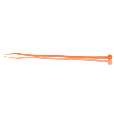RS PRO Cable Tie, 203mm x 3.6 mm, Orange Nylon, Pk-100