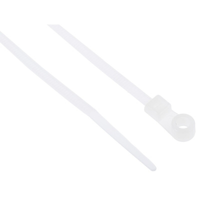 RS PRO Cable Tie, Screw Mount, 113mm x 2.5 mm, Natural Nylon, Pk-100