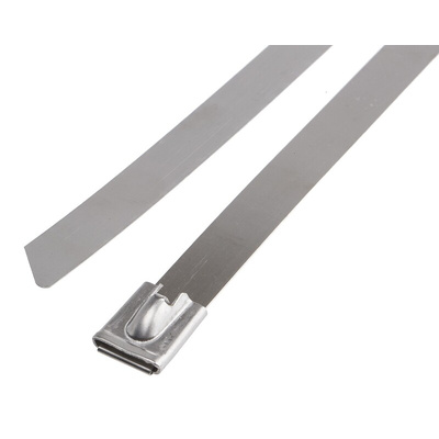 RS PRO Cable Tie, Roller Ball, 680mm x 12 mm, Steel Stainless Steel