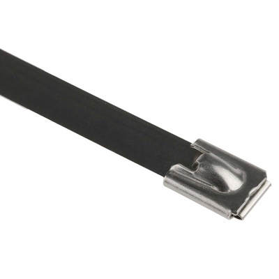RS PRO Cable Tie, Roller Ball, 200mm x 7.9 mm, Metallic 316 Stainless Steel, Pk-100