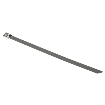 RS PRO Cable Tie, Roller Ball, 200mm x 7.9 mm, Metallic 316 Stainless Steel, Pk-100