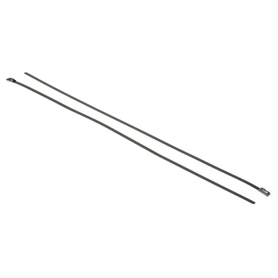 RS PRO Cable Tie, Roller Ball, 360mm x 4.6 mm, Metallic 316 Stainless Steel, Pk-100
