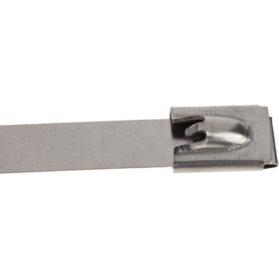 RS PRO Cable Tie, Roller Ball, 360mm x 7.9 mm, Metallic 316 Stainless Steel, Pk-100