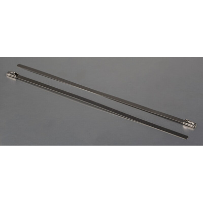 RS PRO Cable Tie, Ball Lock, 200mm x 4.6 mm, Metallic 316 Stainless Steel, Pk-100