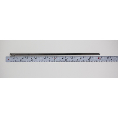 RS PRO Cable Tie, Ball Lock, 200mm x 4.6 mm, Metallic 316 Stainless Steel, Pk-100