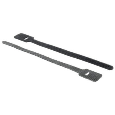 RS PRO Cable Tie, Hook and Loop, 150mm x 17 mm, Black Nylon