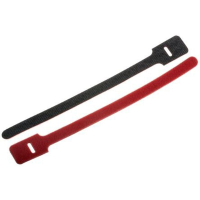 RS PRO Cable Tie, Hook and Loop, 225mm x 25 mm, Red Nylon