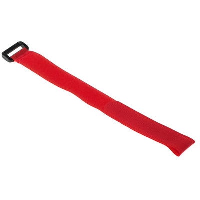 RS PRO Cable Tie, Hook and Loop, 310mm x 20 mm, Red Nylon, Pk-10