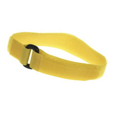 RS PRO Cable Tie, Hook and Loop, 300mm x 20 mm, Yellow Nylon, Pk-10