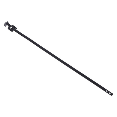 RS PRO Cable Tie, Releasable, 230mm x 5 mm, Black Polyester Coated Stainless Steel, Pk-100