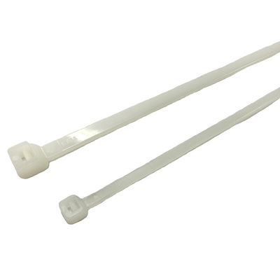 RS PRO Cable Tie, 100mm x 2.5 mm→4.8 mm, Natural Nylon, Pk-2500