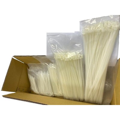 RS PRO Cable Tie, 100mm x 2.5 mm→4.8 mm, Natural Nylon, Pk-2500
