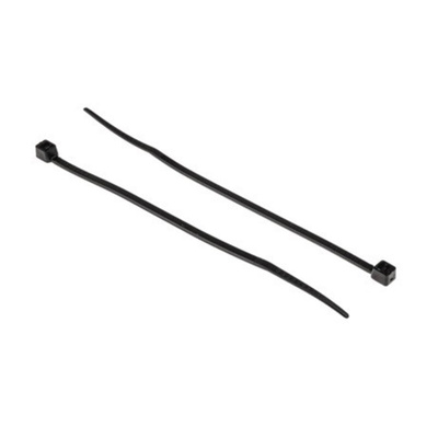 RS PRO Cable Tie, Heat Stabilised, 150mm x 3.6 mm, Black Nylon, Pk-500