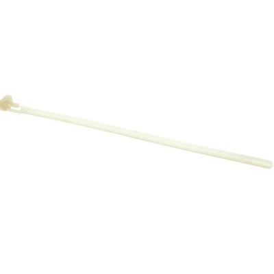 RS PRO Cable Tie, Releasable, 150mm x 7.6 mm, Natural Nylon, Pk-250