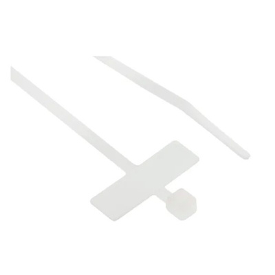 RS PRO Cable Tie, 100mm x 2.5 mm, White Nylon, Pk-250