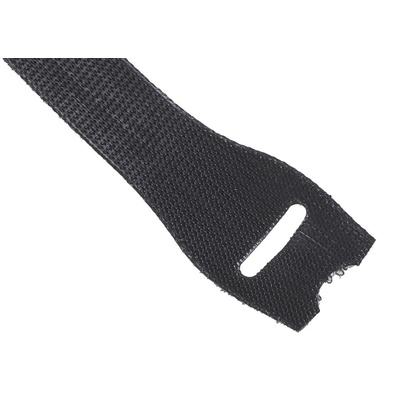 RS PRO Cable Tie, Hook and Loop, 150mm x 20 mm, Black Fabric
