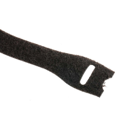 RS PRO Cable Tie, Hook and Loop, 203.5mm x 12 mm, Black Fabric