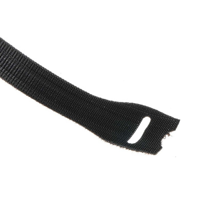 RS PRO Cable Tie, Hook and Loop, 203.5mm x 12 mm, Black Fabric