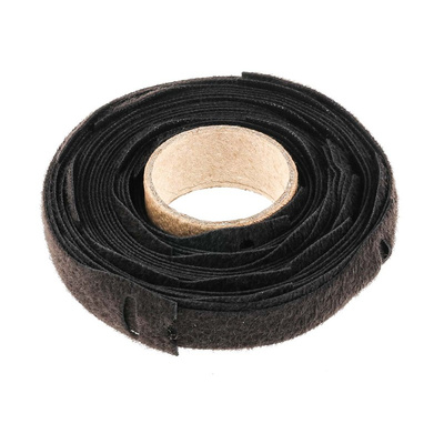 RS PRO Cable Tie, Hook and Loop, 203.5mm x 12 mm, Black Fabric