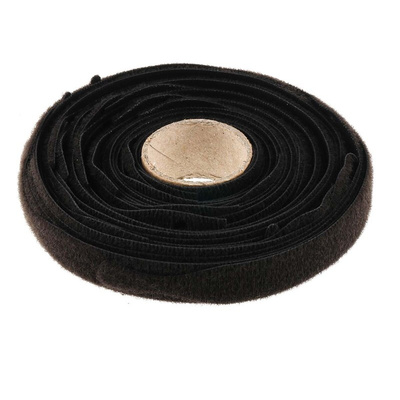 RS PRO Cable Tie, Hook and Loop, 305mm x 12 mm, Black Fabric