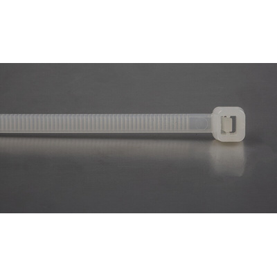 RS PRO Cable Tie, 203mm x 4.6 mm, Natural Nylon, Pk-100