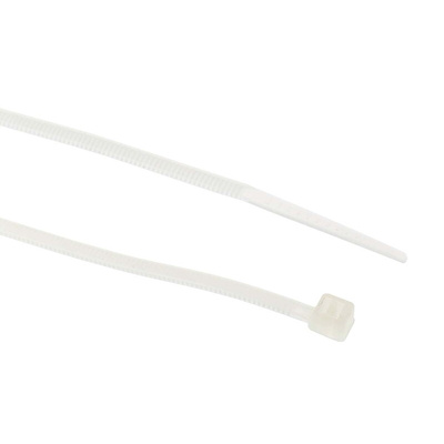 RS PRO Cable Tie, 100mm x 2.5 mm, Natural Nylon, Pk-1000