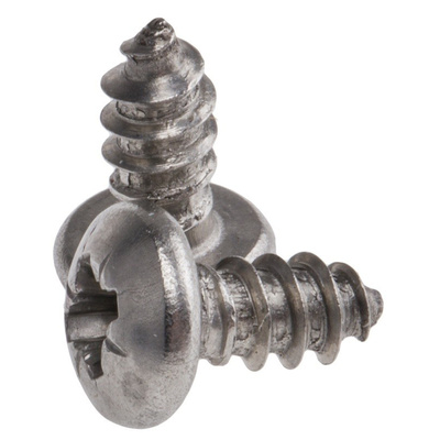 RS PRO Plain Stainless Steel Pan Head Self Tapping Screw, N°8 x 3/8in Long 9.5mm Long