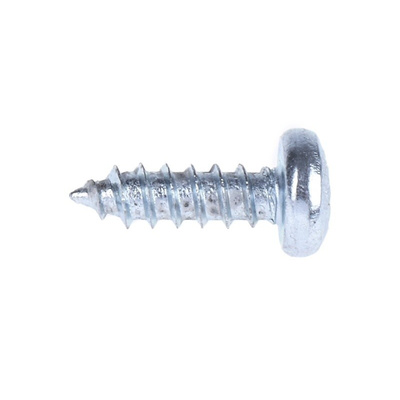 RS PRO Bright Zinc Plated Steel Pan Head Self Tapping Screw, N°4 x 3/8in Long 9.5mm Long