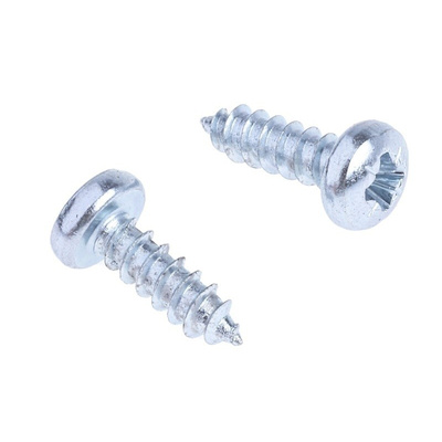 RS PRO Bright Zinc Plated Steel Pan Head Self Tapping Screw, N°4 x 3/8in Long 9.5mm Long
