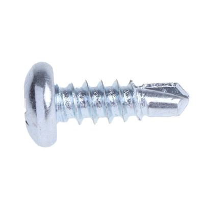 RS PRO Bright Zinc Plated Steel Self Drilling Screw No. 8 x 13mm Long
