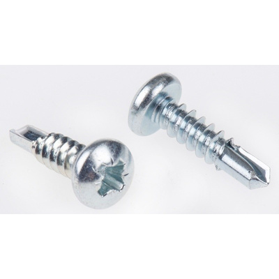 RS PRO Bright Zinc Plated Steel Self Drilling Screw No. 8 x 5/8in Long x 16mm Long